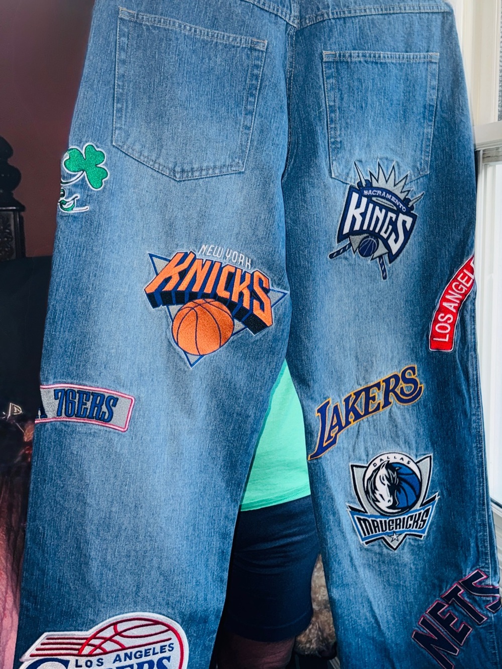 NBA Patchwork Blue Denim Fan Jeans